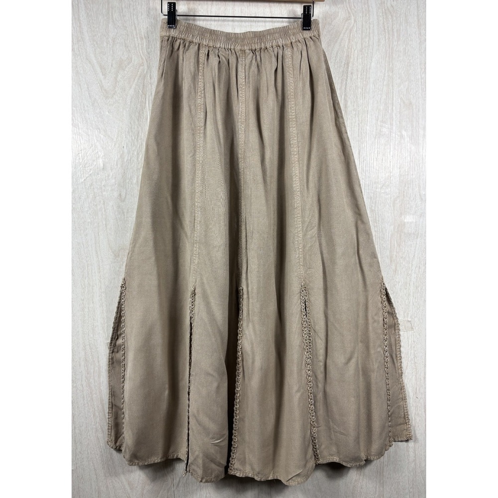 Vintage Sportique Maxi Skirt Beige Rayon Embroidered Y2K Boho NWT Women's M - Picture 3 of 9